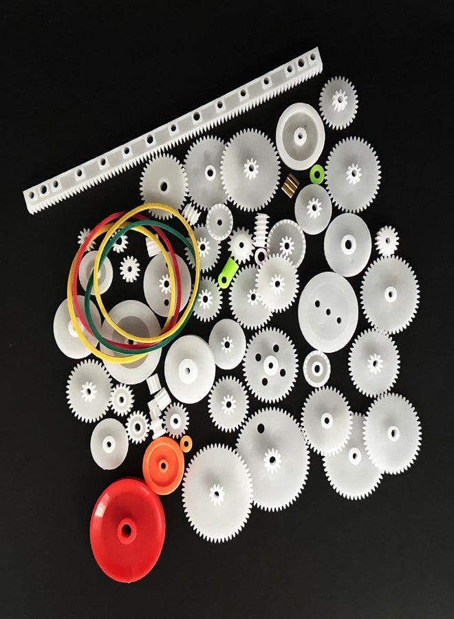 URIMPAVIDO 60PCS Small Gear Kit Plastic Gears Belt Pulley Single Gear Spindle Gear Small Motor Gears for DC Motor RC Car Robot Model Toy DIY Gear Replacement - Image 3